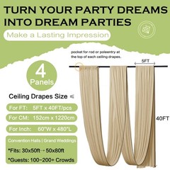 Party Village 20ftx40ft Champagne Khaki 60″W x 480″L (Pack of 4),