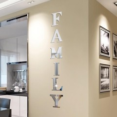 3D Acrylic Mirror Wall Decal Family Sign Letters Wall Stickers Mirror Rustic …