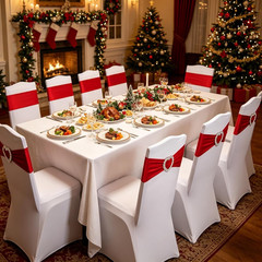 100PCS Spandex Stretch Red Chair Sashes Bows Universal Elastic Chair Cover Bands