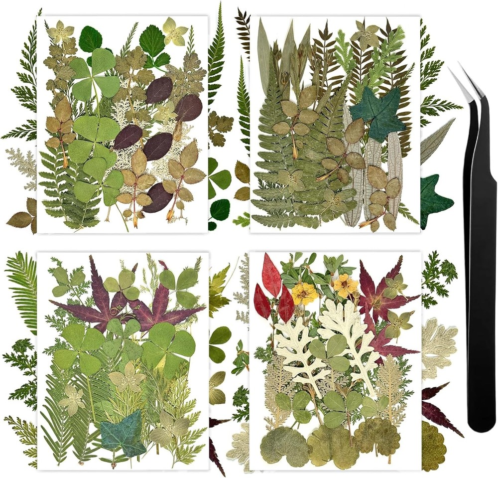 110+ Pcs Dried Flowers Leaves for Crafts, Real Pred Flowers Dry Leaves