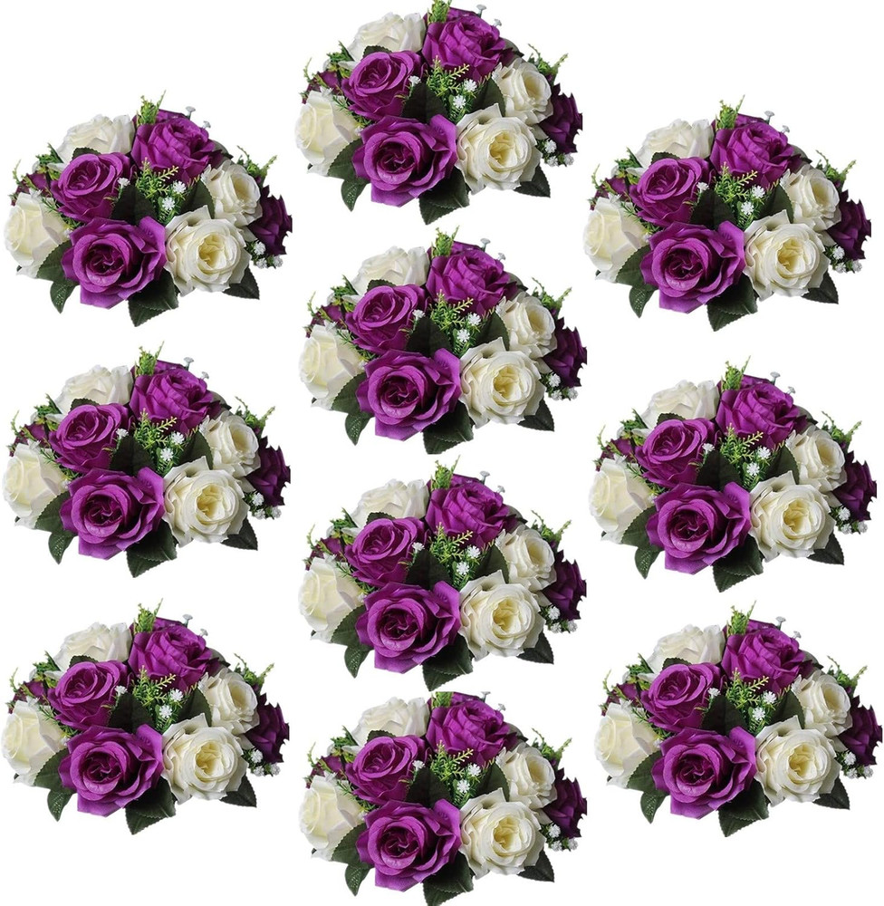 10-Piece Silk Rose Flower Set for Wedding & Party Decor