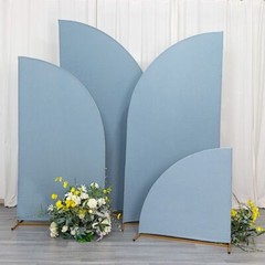 4 Matte DUSTY BLUE Fitted Spandex Half Moon Wedding Arch Backdrop STAND COVERS