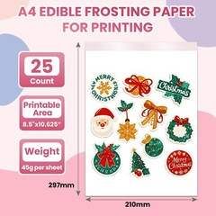 25 pcs A4 11.7″ x 8.3″ Frosting Sheets, Icing Sheets, Edible Paper for Cakes Pri