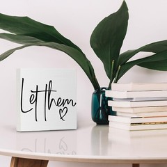 Let Them Wooden Sign – Mental Health Quotes Wood Box Signs 5×5 Inches, Let Th…