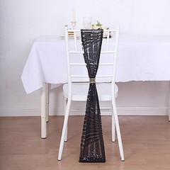 5 BLACK Tulle CHAIR SASHES Sequins Geometric Pattern Party Events Decorations