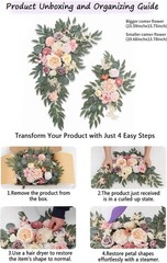 BMQDSM Wedding Arch Flowers 2pc Faux Floral Swag Welcome Sign Dark Pink Blush