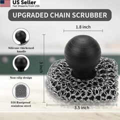 Cast Iron Scrubber with Pan Scraper, 316 3.1inch*3.5inch*3inch, Black