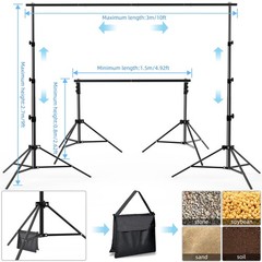 Photo Backdrop Stand 9ft x 10ft Photograhy Adjustable Background Stands Suppo…