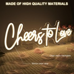 Versatile Cheers to Love LED Neon Sign – USB Decor for Weddings, 16.5″x5.9″