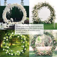 White Round Metal Wedding Arch Frame Garden Arbor Party Flowers Backdrop Stand