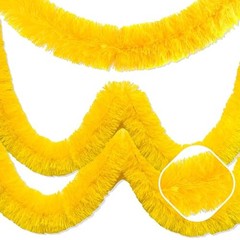 50 Feet Christmas Tinsel Garland, Metallic Foil Twist Garland Macaron Yellow