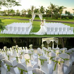 100 Flat Arched Front Covers Slip Spandex Chair Cover Wedding Party Decor Xmas