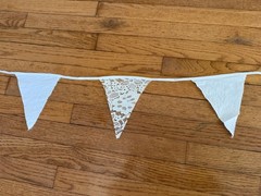 10M/32Ft White Pennant Banner, Fabric & Lace Triangle Flag Cotton Bunting Garla