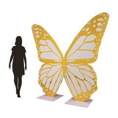 7 ft White Gold Butterfly Foamboard Stand Party Events