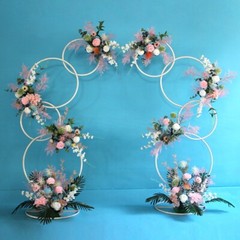 2pcs A set Round Wedding Arch Backdrop Rings Loops Flower Balloon Lawn R G1N