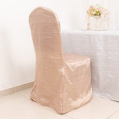 BEIGE Crinkle Crushed Taffeta Banquet CHAIR COVER Party Wedding Events Decor