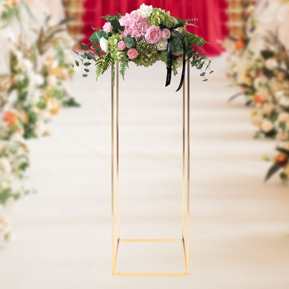 Gold Iron Metal Flower Stand 31 × 31 × 100 cm Wedding Decor Column