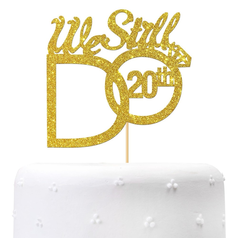 Gold We Still Do 20th Cake Topper – 20th Vow Renewal – 20th Wedding Anniversa…