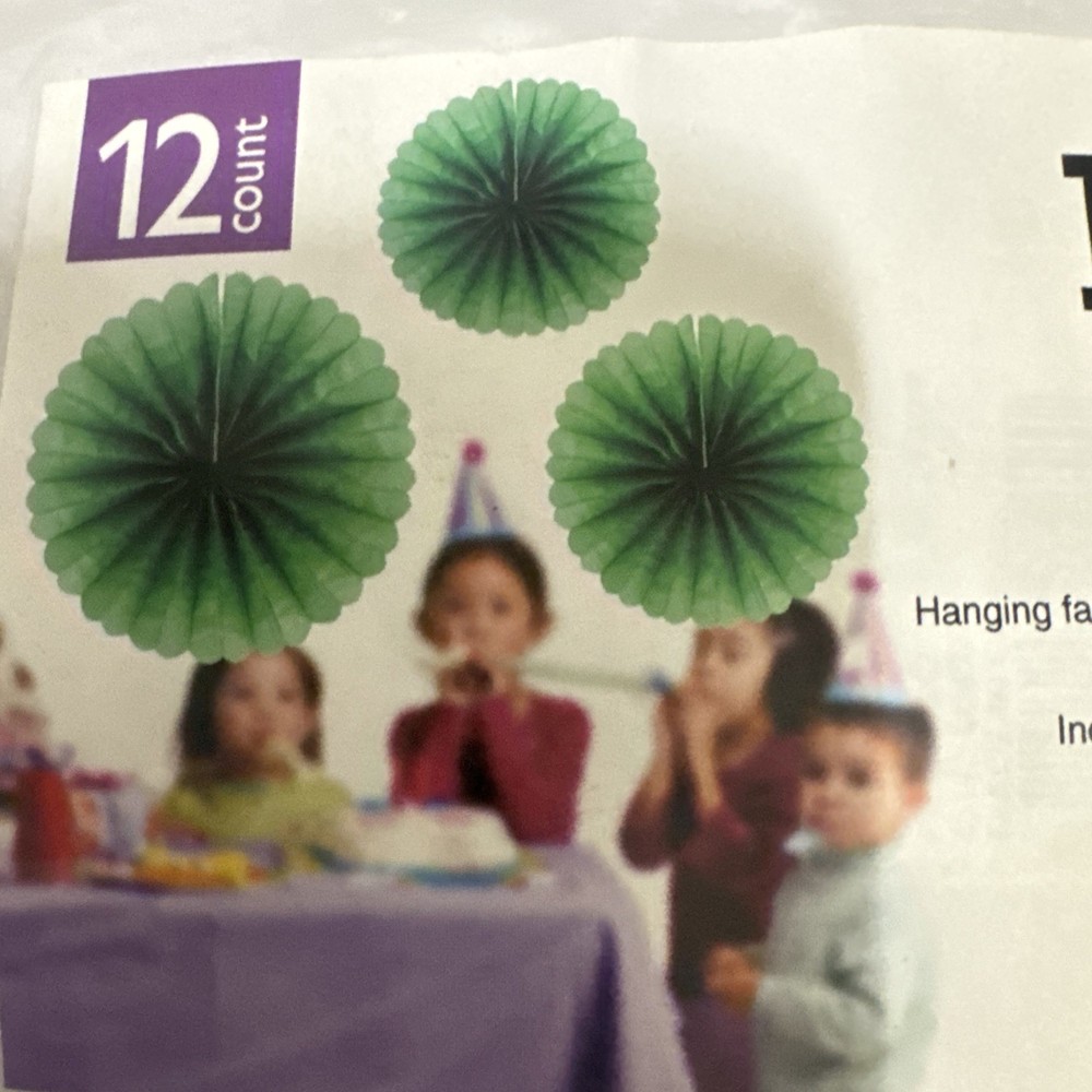 12Pcs Hanging Paper Fans Party Set Decoration for Home Birthday Wedding Green