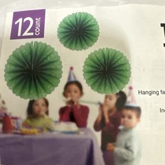 12Pcs Hanging Paper Fans Party Set Decoration for Home Birthday Wedding Green