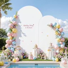 Spandex Arch Cover Zippered Archway Backdrop for Wedding Party Photoshoot4-7.2FT
