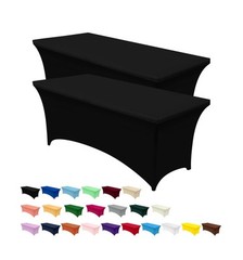 Utopia Kitchen Spandex Tablecloth 2 Pack [6FT, Black] Tight, Fitted, Washable…
