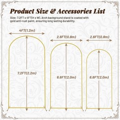 7.2FT, 6.6FT, 6FT Arch Backdrop Stand for Wedding Ceremony Birthday Party Garden