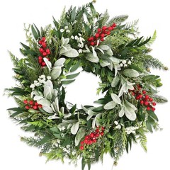 22″ Realistic Christmas Wreath with Red Berries, Winter Eucalyptus Artificial…