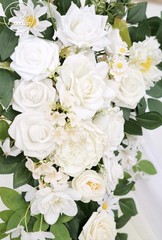 Odouzy 2 Pack Wedding Arch Flowers Artificial Floral Swag White Green Decor