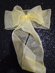 20 pcs Sheer Chair Decor Bow Sash 104″ x 6″ Yellow Glitter Wedding Party Organza