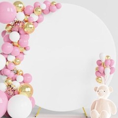 7.2FT Round Backdrop Cover Round Arch Covers with Buckles Polyster 7.2ft White