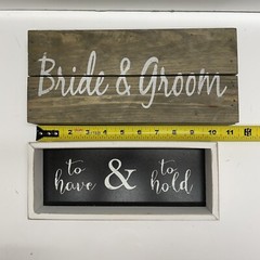 Bride And Groom Wood Wedding Signs Wall Decor To Have & To Hold Lot Of 2