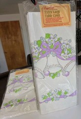 2 Vintage Party Table Covers Wedding Bells Chapel Retro 80s Bridal Paper Art