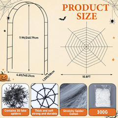 Halloween Archway Decorations Outdoor 7.9 FT, Black Metal Arch Stand with Coils