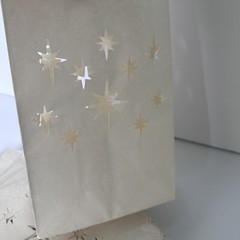 65 pcs White Luminary Bags Candle Bag with Stars Design Durable Wedding Party