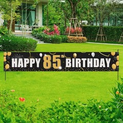 Happy 85th Birthday Yard Banner, Golden 85th Birthday Party Hanging Decoratio…