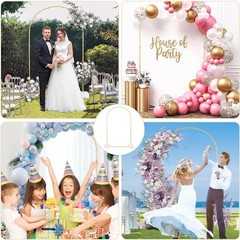Wedding Arch Stand Gold Metal 7.2FT Chiara Arched Frame for Birthday Party Baby
