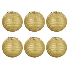 6pcs 6 Inch Folding Hanging Paper Lanterns Small Lampshade Gold