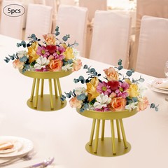 10Pcs Circular Flower Stands 5.91inch Tall Gold Flower Stand for Wedding Decor