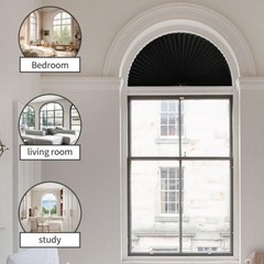Jlong Arch Half Circle Window Shade Pleated Blinds No Tools Light Filtering P…
