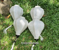 Set 8 Ivory White Silk Lanterns Wedding Bamboo Lantern Garden Restaurant deccor