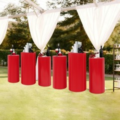 6PCS Display Pedestal Stand Iron Riser Column Pillar 23.6″ /26″ /27.6″ Tall Red
