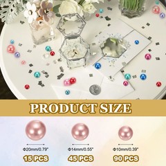 150 Pcs Pearl Bead for Vase Filler, 20/14/10mm Floating Beads(Pink)
