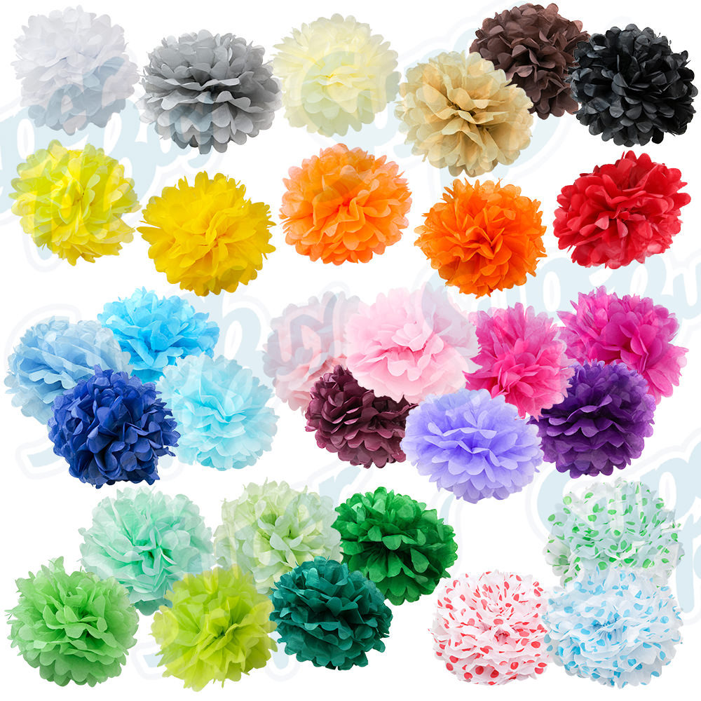 10 pack Paper Tissue Pom Poms 8″ 10″ 12″ 14″ 16″ Wedding Party Flower pcs