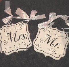 Set Of 2 Mr And Mrs Hanging Plaques