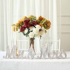 WHITE Glittered Wooden Mr & Mrs Freestanding Wedding Table DISPLAY SIGNS Party