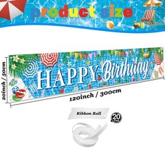 Large Happy Birthday Pool Party Banner, Pool Birthday Party Decorations, Pool…