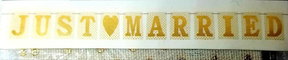 Just Married Banner/Wedding Decor 5.5″in x 4″in. (98″ long )