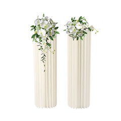 2Pcs 39.4in Milky White Cardboard Vase Stands Wedding Party Decor