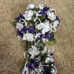 Artist Crafted Beautiful Wedding Bouquet Pd. $525.00- White Roses Purple Flowers